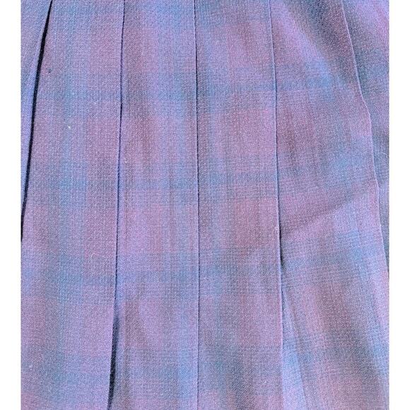 VTG JoS A Bank Pleated Plaid Skirt Wool Blend M Blue Red Heritage Brit Preppy - Picture 8 of 11